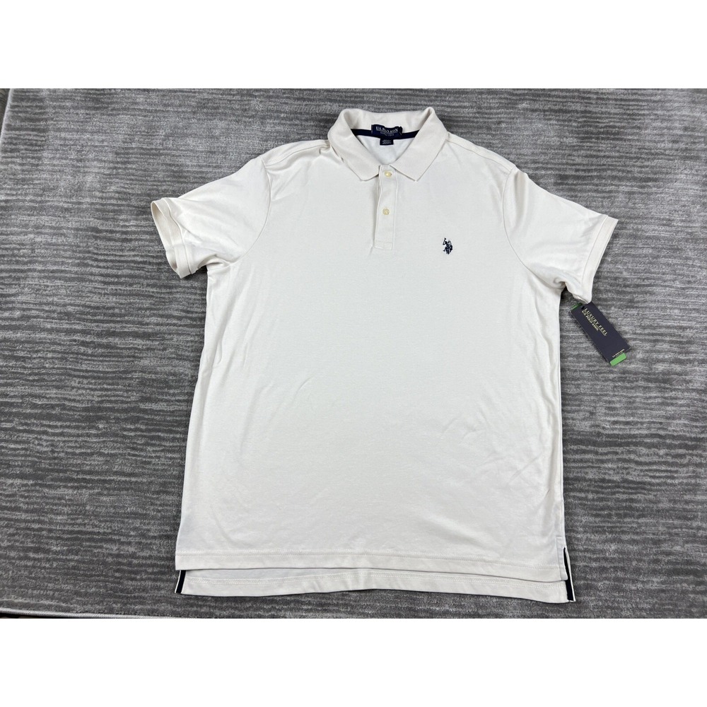 U.S. Polo Assn Polo Shirt Mens XL Vanilla Cream Luxury Feel Interlock Cotton New